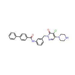 O=C(Nc1cccc(Cn2ncc(N3CCNCC3)c(Cl)c2=O)c1)c1ccc(-c2ccccc2)cc1 ZINC000040391174