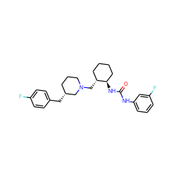 O=C(Nc1cccc(F)c1)N[C@@H]1CCCC[C@H]1CN1CCC[C@@H](Cc2ccc(F)cc2)C1 ZINC000013613268