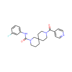 O=C(Nc1cccc(F)c1)N1CCCC2(CCN(C(=O)c3ccncc3)CC2)C1 ZINC000003956188