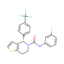 O=C(Nc1cccc(F)c1)N1CCc2sccc2[C@@H]1c1ccc(C(F)(F)F)cc1 ZINC000084654143