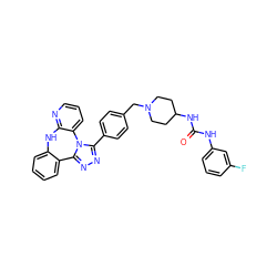 O=C(Nc1cccc(F)c1)NC1CCN(Cc2ccc(-c3nnc4n3-c3cccnc3Nc3ccccc3-4)cc2)CC1 ZINC000096174110