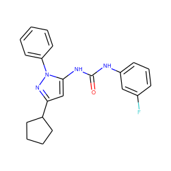 O=C(Nc1cccc(F)c1)Nc1cc(C2CCCC2)nn1-c1ccccc1 ZINC000299824265