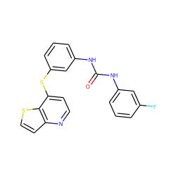 O=C(Nc1cccc(F)c1)Nc1cccc(Sc2ccnc3ccsc23)c1 ZINC000473115447