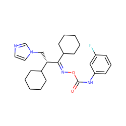 O=C(Nc1cccc(F)c1)O/N=C(\C1CCCCC1)[C@@H](Cn1ccnc1)C1CCCCC1 ZINC000058468767