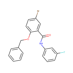 O=C(Nc1cccc(F)c1)c1cc(Br)ccc1OCc1ccccc1 ZINC000166287005