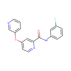 O=C(Nc1cccc(F)c1)c1cc(Oc2cccnc2)ccn1 ZINC000167523777