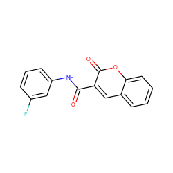 O=C(Nc1cccc(F)c1)c1cc2ccccc2oc1=O ZINC000000194710