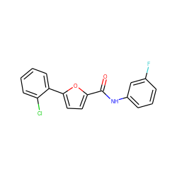 O=C(Nc1cccc(F)c1)c1ccc(-c2ccccc2Cl)o1 ZINC000007944821