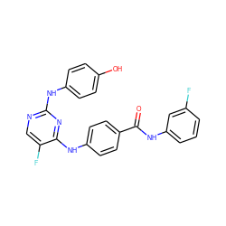 O=C(Nc1cccc(F)c1)c1ccc(Nc2nc(Nc3ccc(O)cc3)ncc2F)cc1 ZINC000040949331