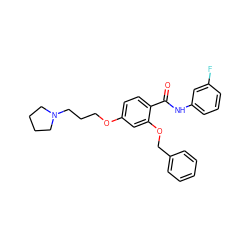 O=C(Nc1cccc(F)c1)c1ccc(OCCCN2CCCC2)cc1OCc1ccccc1 ZINC000072182601