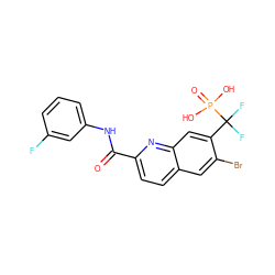 O=C(Nc1cccc(F)c1)c1ccc2cc(Br)c(C(F)(F)P(=O)(O)O)cc2n1 ZINC000029047904