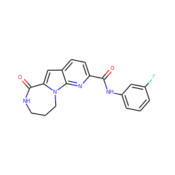 O=C(Nc1cccc(F)c1)c1ccc2cc3n(c2n1)CCCNC3=O ZINC000117717193