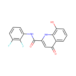 O=C(Nc1cccc(F)c1F)c1cc(=O)c2cccc(O)c2[nH]1 ZINC000082151768