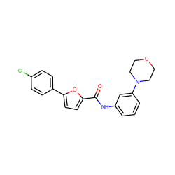 O=C(Nc1cccc(N2CCOCC2)c1)c1ccc(-c2ccc(Cl)cc2)o1 ZINC000028972771