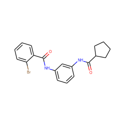 O=C(Nc1cccc(NC(=O)C2CCCC2)c1)c1ccccc1Br ZINC000066123557