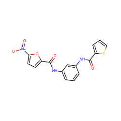 O=C(Nc1cccc(NC(=O)c2cccs2)c1)c1ccc([N+](=O)[O-])o1 ZINC000000917720