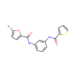 O=C(Nc1cccc(NC(=O)c2cccs2)c1)c1ccc(Br)o1 ZINC000001098755