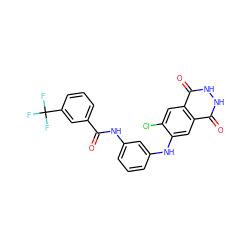 O=C(Nc1cccc(Nc2cc3c(=O)[nH][nH]c(=O)c3cc2Cl)c1)c1cccc(C(F)(F)F)c1 ZINC000073169422