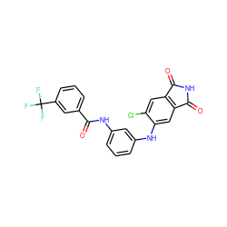 O=C(Nc1cccc(Nc2cc3c(cc2Cl)C(=O)NC3=O)c1)c1cccc(C(F)(F)F)c1 ZINC000073166671