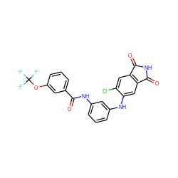 O=C(Nc1cccc(Nc2cc3c(cc2Cl)C(=O)NC3=O)c1)c1cccc(OC(F)(F)F)c1 ZINC000073164140