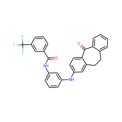 O=C(Nc1cccc(Nc2ccc3c(c2)CCc2ccccc2C3=O)c1)c1cccc(C(F)(F)F)c1 ZINC000095571689