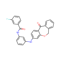 O=C(Nc1cccc(Nc2ccc3c(c2)OCc2ccccc2C3=O)c1)c1cccc(F)c1 ZINC000095579260