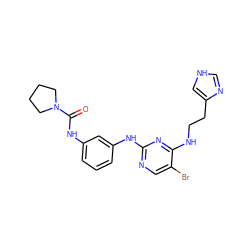 O=C(Nc1cccc(Nc2ncc(Br)c(NCCc3c[nH]cn3)n2)c1)N1CCCC1 ZINC000003820559