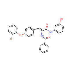 O=C(Nc1cccc(O)c1)/C(=C/c1ccc(Oc2ccccc2Br)cc1)NC(=O)c1ccccc1 ZINC000028478288