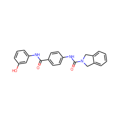 O=C(Nc1cccc(O)c1)c1ccc(NC(=O)N2Cc3ccccc3C2)cc1 ZINC000166223258