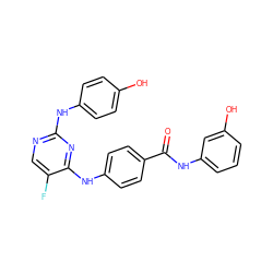 O=C(Nc1cccc(O)c1)c1ccc(Nc2nc(Nc3ccc(O)cc3)ncc2F)cc1 ZINC000040949793