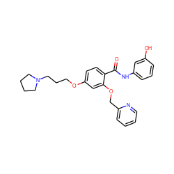 O=C(Nc1cccc(O)c1)c1ccc(OCCCN2CCCC2)cc1OCc1ccccn1 ZINC000072182350