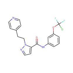 O=C(Nc1cccc(OC(F)(F)Cl)c1)c1ccnn1CCc1ccncc1 ZINC000028822047