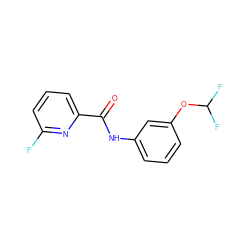 O=C(Nc1cccc(OC(F)F)c1)c1cccc(F)n1 ZINC000127377449