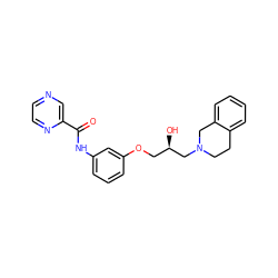 O=C(Nc1cccc(OC[C@@H](O)CN2CCc3ccccc3C2)c1)c1cnccn1 ZINC000219765202