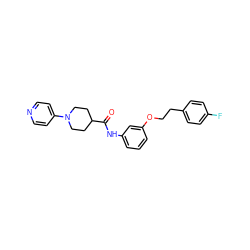 O=C(Nc1cccc(OCCc2ccc(F)cc2)c1)C1CCN(c2ccncc2)CC1 ZINC000096285749