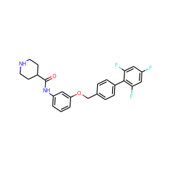 O=C(Nc1cccc(OCc2ccc(-c3c(F)cc(F)cc3F)cc2)c1)C1CCNCC1 ZINC000040845801