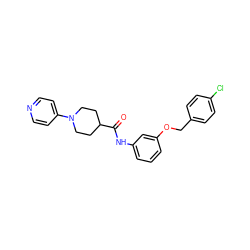 O=C(Nc1cccc(OCc2ccc(Cl)cc2)c1)C1CCN(c2ccncc2)CC1 ZINC000096285764