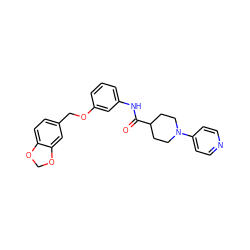 O=C(Nc1cccc(OCc2ccc3c(c2)OCO3)c1)C1CCN(c2ccncc2)CC1 ZINC000096285743