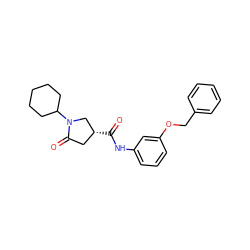 O=C(Nc1cccc(OCc2ccccc2)c1)[C@@H]1CC(=O)N(C2CCCCC2)C1 ZINC000014959387