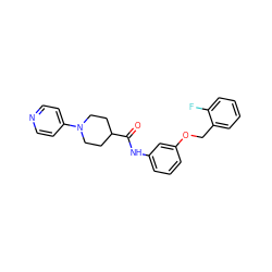 O=C(Nc1cccc(OCc2ccccc2F)c1)C1CCN(c2ccncc2)CC1 ZINC000096285741