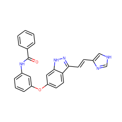 O=C(Nc1cccc(Oc2ccc3c(/C=C/c4c[nH]cn4)n[nH]c3c2)c1)c1ccccc1 ZINC000167278570