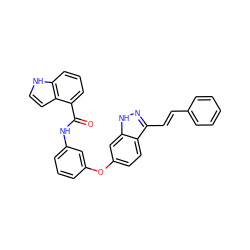 O=C(Nc1cccc(Oc2ccc3c(/C=C/c4ccccc4)n[nH]c3c2)c1)c1cccc2[nH]ccc12 ZINC000197971843