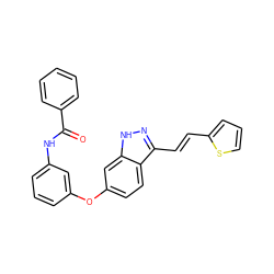 O=C(Nc1cccc(Oc2ccc3c(/C=C/c4cccs4)n[nH]c3c2)c1)c1ccccc1 ZINC000135748473