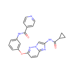 O=C(Nc1cccc(Oc2ccc3nc(NC(=O)C4CC4)cn3n2)c1)c1ccncc1 ZINC000095601093