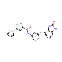 O=C(Nc1cccc(Oc2cccc3[nH]c(=O)[nH]c23)c1)c1cccc(-n2cccc2)c1 ZINC000045386859