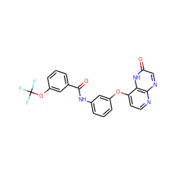 O=C(Nc1cccc(Oc2ccnc3ncc(=O)[nH]c23)c1)c1cccc(OC(F)(F)F)c1 ZINC000058554813