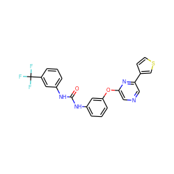 O=C(Nc1cccc(Oc2cncc(-c3ccsc3)n2)c1)Nc1cccc(C(F)(F)F)c1 ZINC000473083938