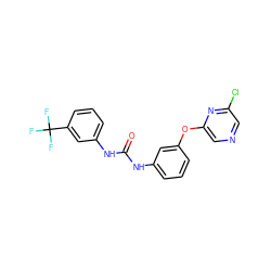 O=C(Nc1cccc(Oc2cncc(Cl)n2)c1)Nc1cccc(C(F)(F)F)c1 ZINC000473086392