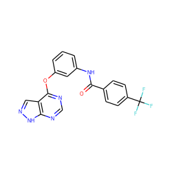 O=C(Nc1cccc(Oc2ncnc3[nH]ncc23)c1)c1ccc(C(F)(F)F)cc1 ZINC000095588378