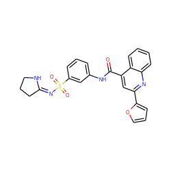 O=C(Nc1cccc(S(=O)(=O)/N=C2/CCCN2)c1)c1cc(-c2ccco2)nc2ccccc12 ZINC000035982453